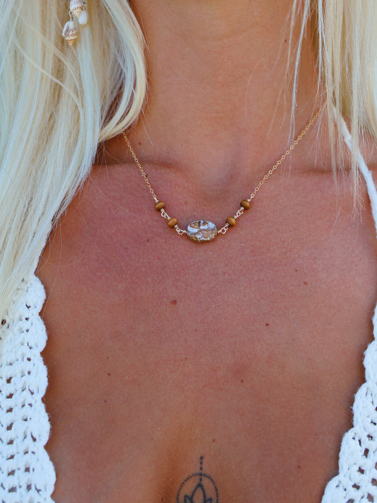 Gold Filled Petrified Wood Necklace (OPTION 1)