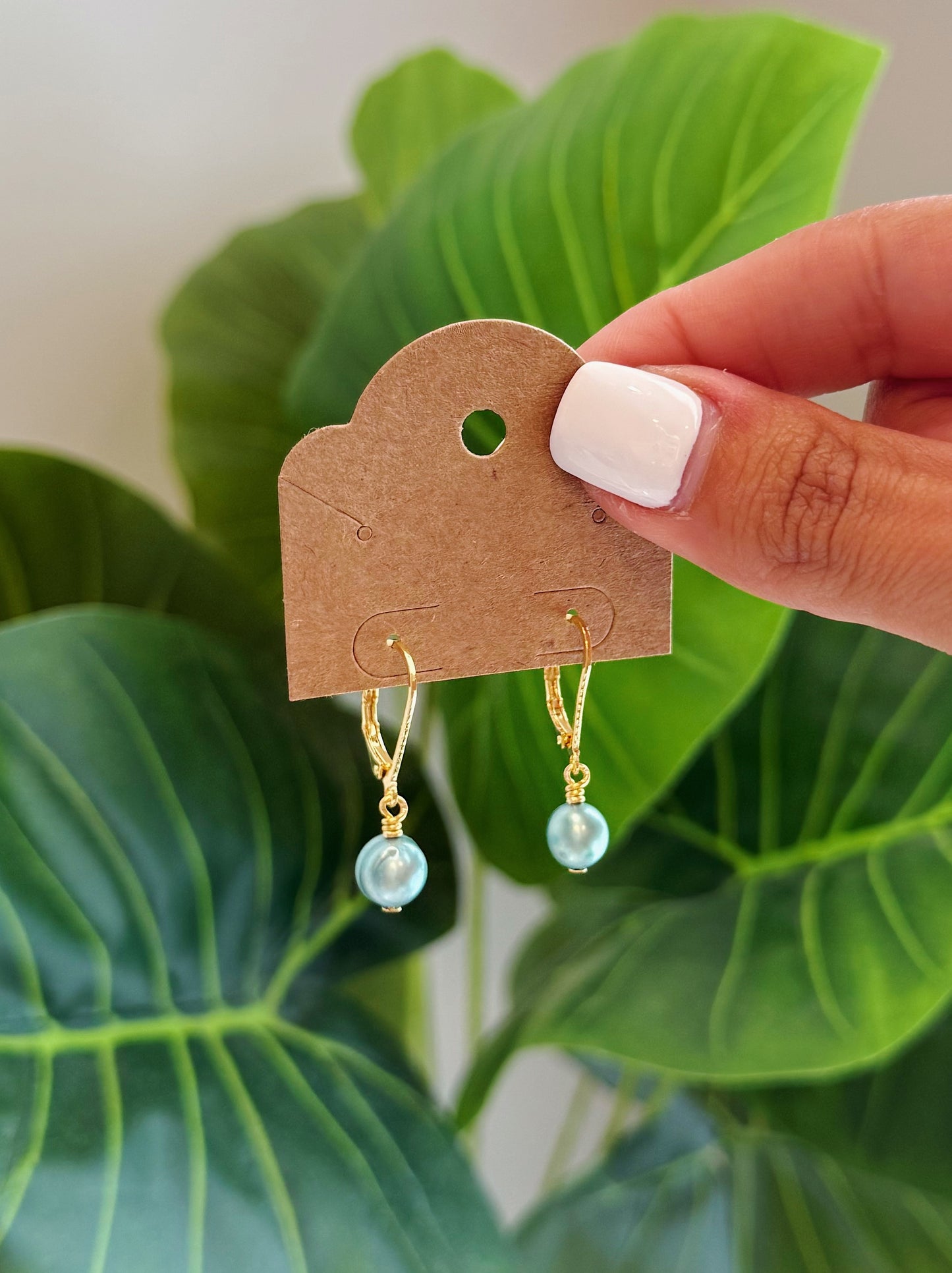 Gold Teal Baroque Pearl Earrings