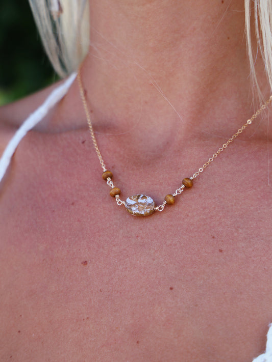 Gold Filled Petrified Wood Necklace (OPTION 1)