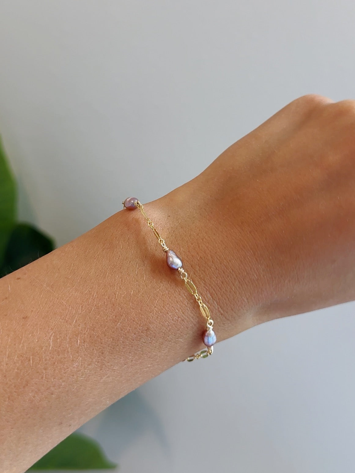 Gold Filled Sparkle Mermaid Pearl Wrapped Chain Bracelet