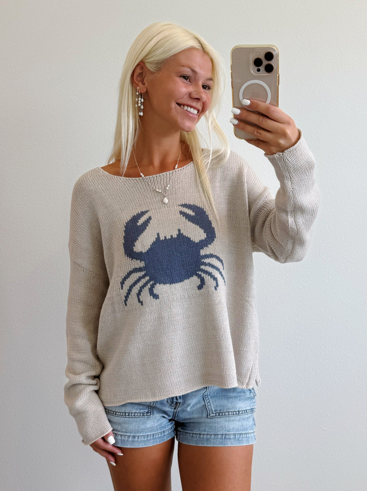 Neutral Crab Lightweight Sweater