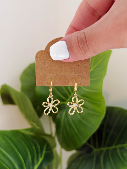 Gold Flower Hoop Earrings