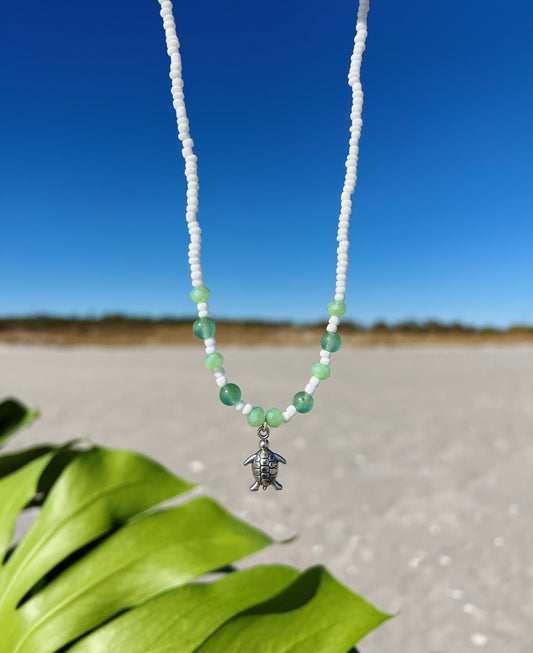 Green Aventurine Sea Turtle Necklace