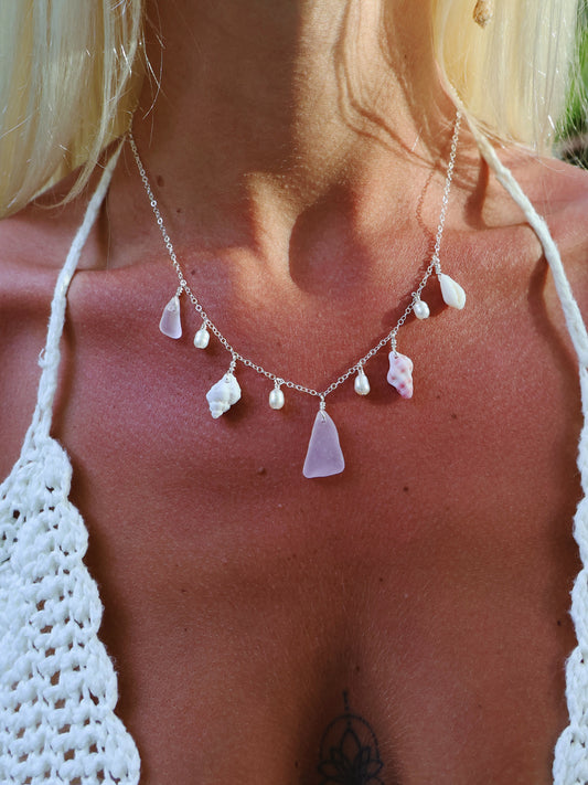 Sterling Silver Lilac Mix Shell Baroque Pearl Multi Necklace