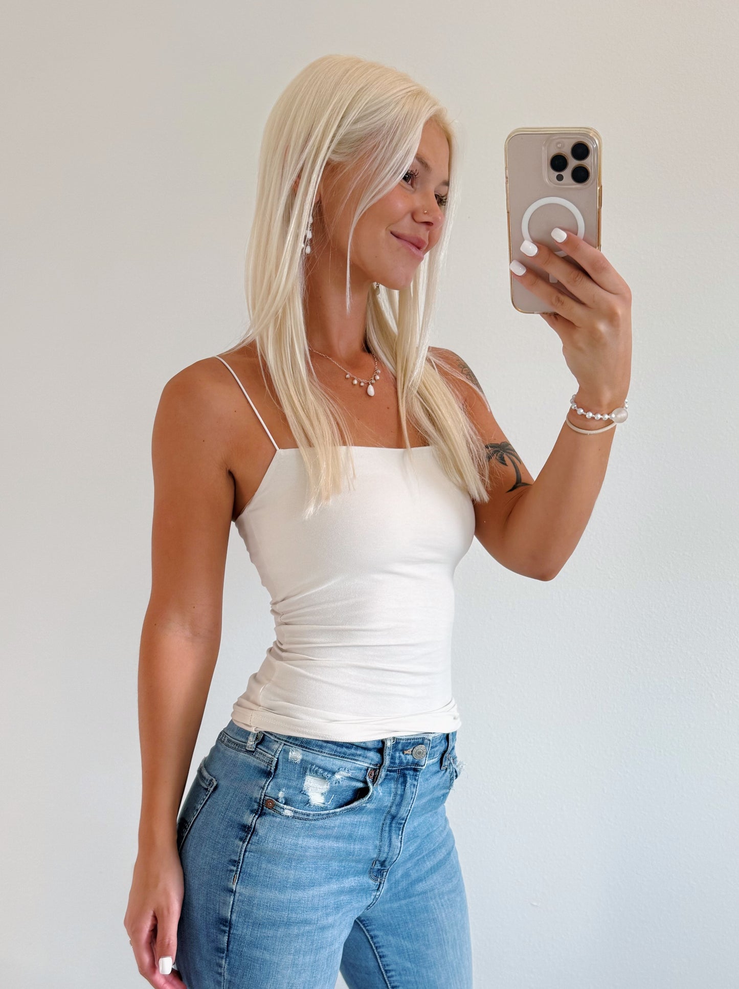 Square Neck Cami Basic Tank Top