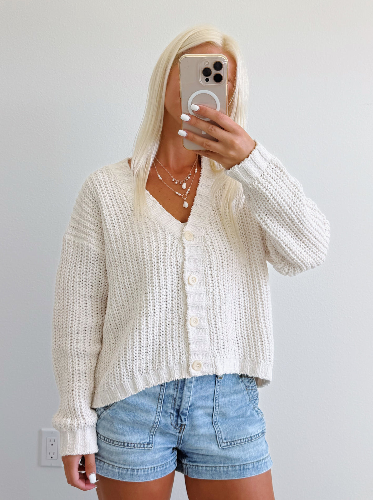 Chenille Cable Knit Button Down Cardigan Sweater