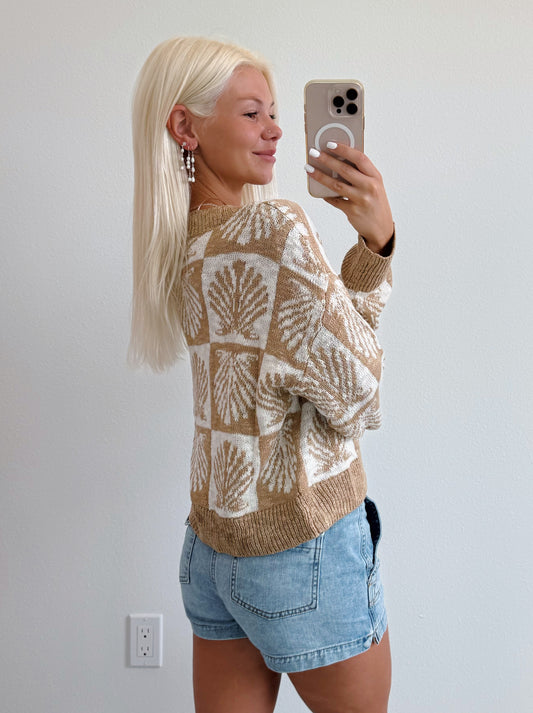 Seashell Print Knit Cardigan