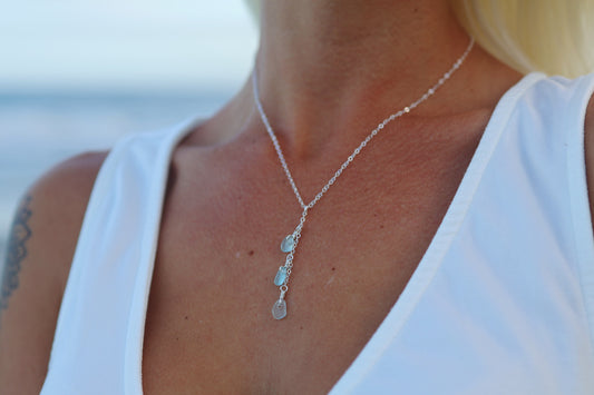 Sterling Silver Sea Foam Sea Glass Drop Necklace