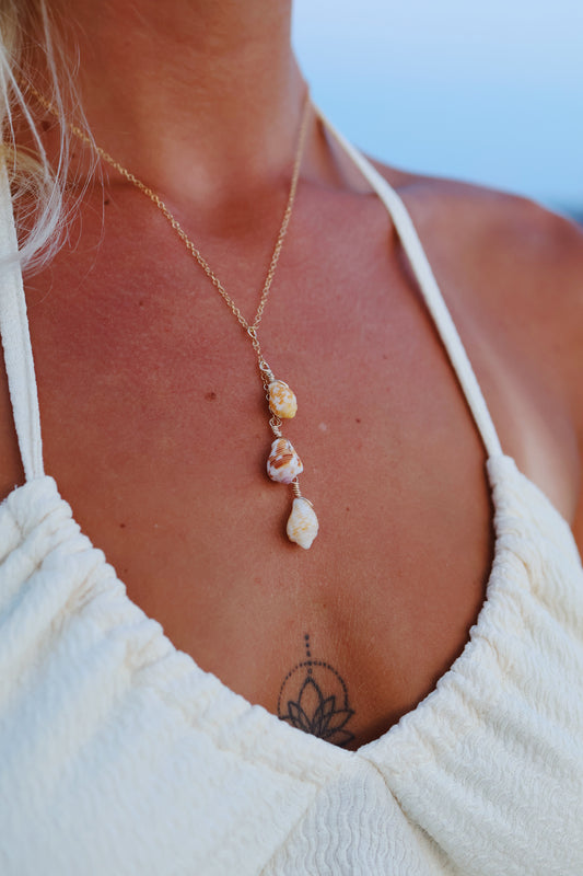 Gold Filled Sunset Shell Drop Necklace