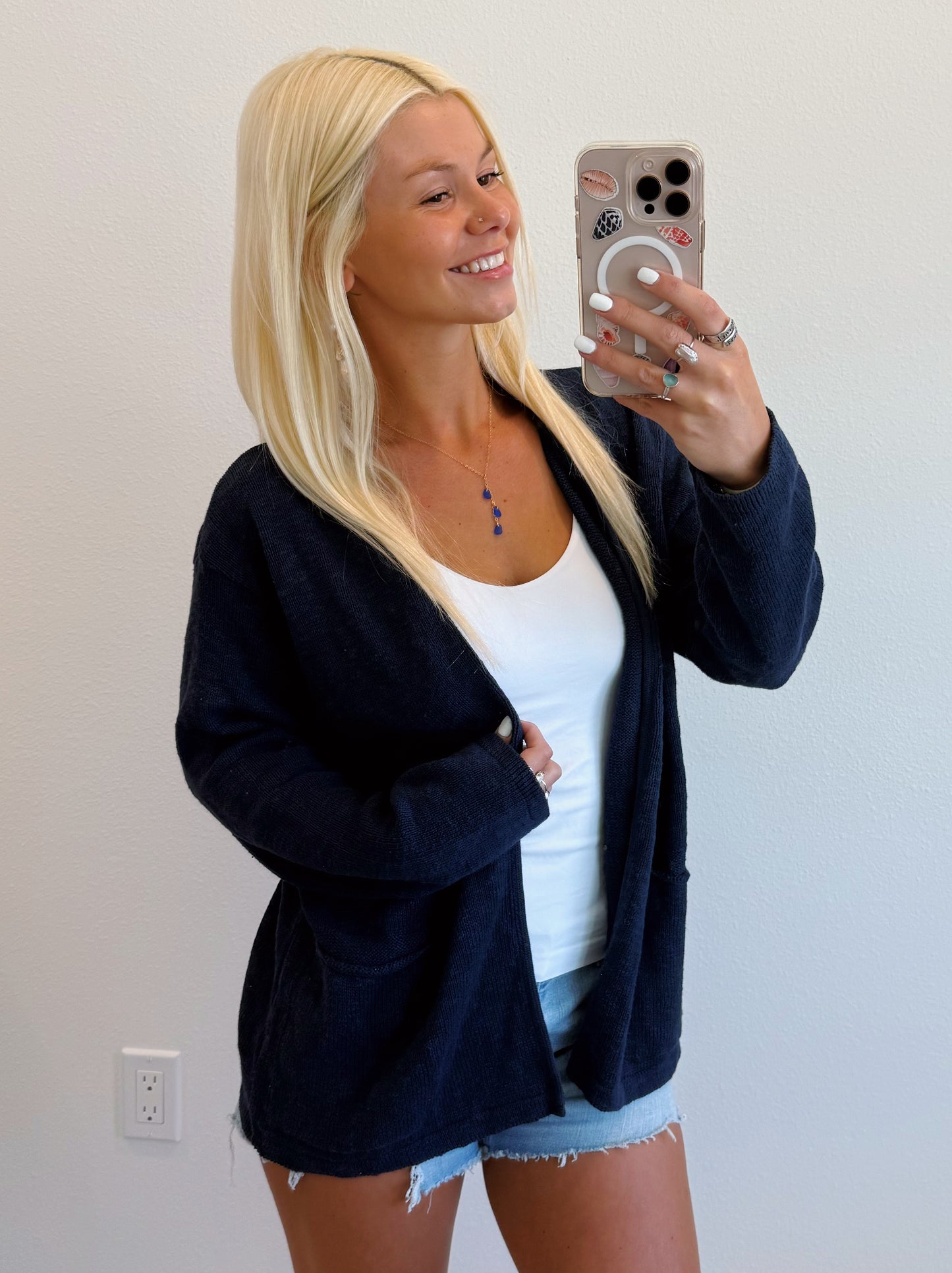 Double Pocket Open Cardigan