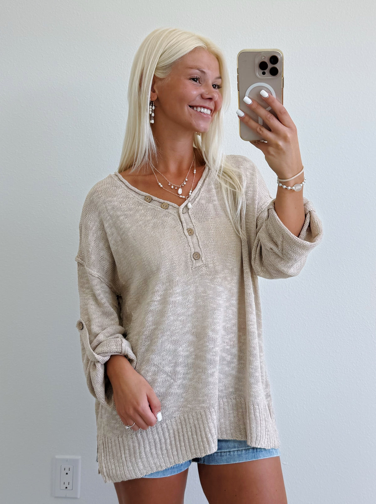 Button Up Lightweight Knit Sweater