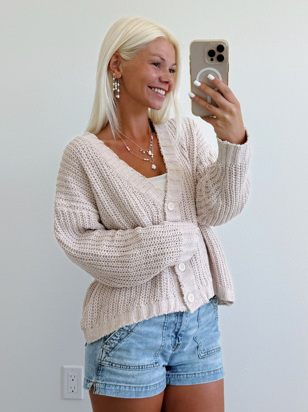 Chenille Cable Knit Button Down Cardigan Sweater