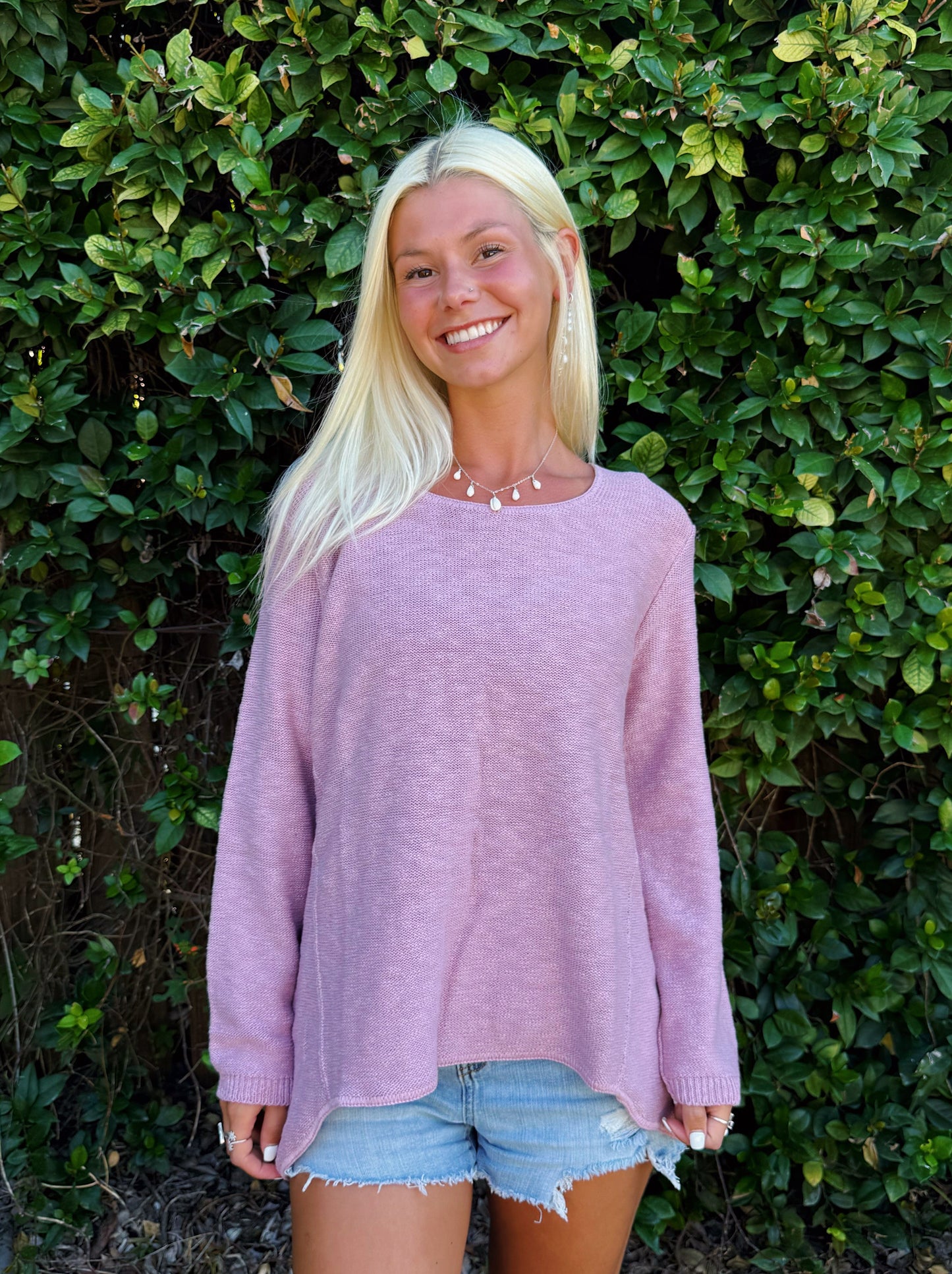Mauve Scoop Neck Sweater