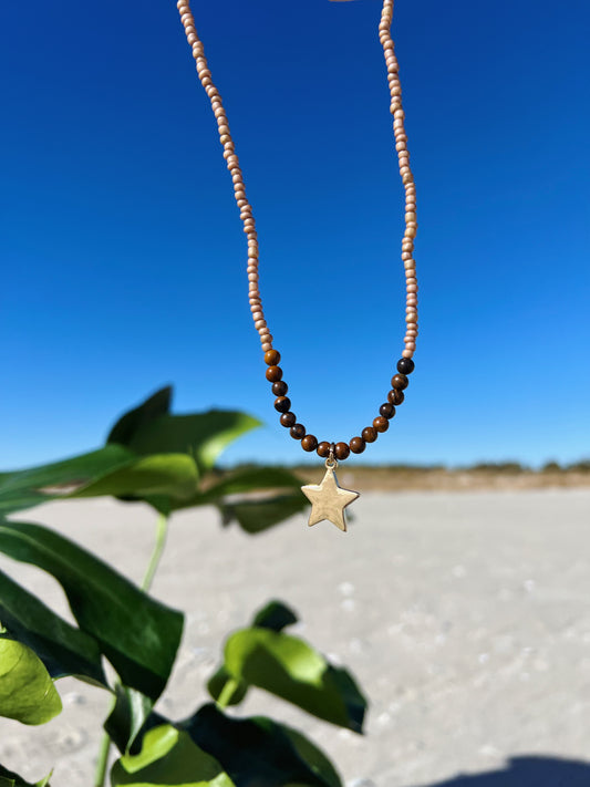 Gold Star Tigers Eye Necklace