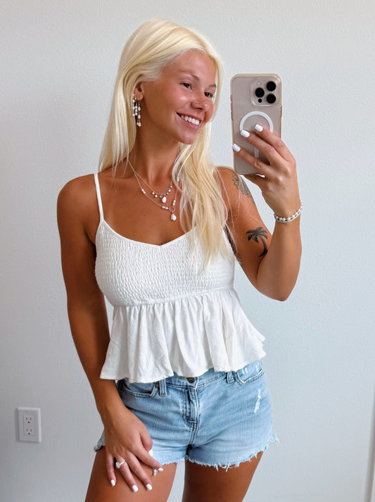 Smocked Babydoll Tank Top