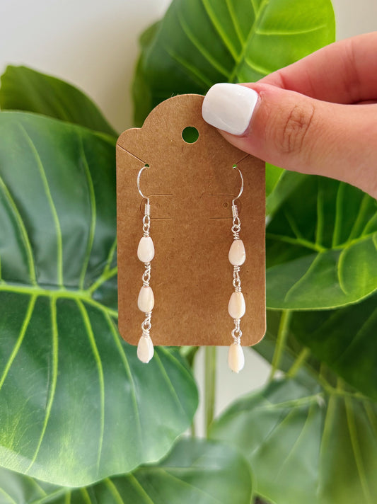 Silver Mother of Pearl Teardrop Earrings