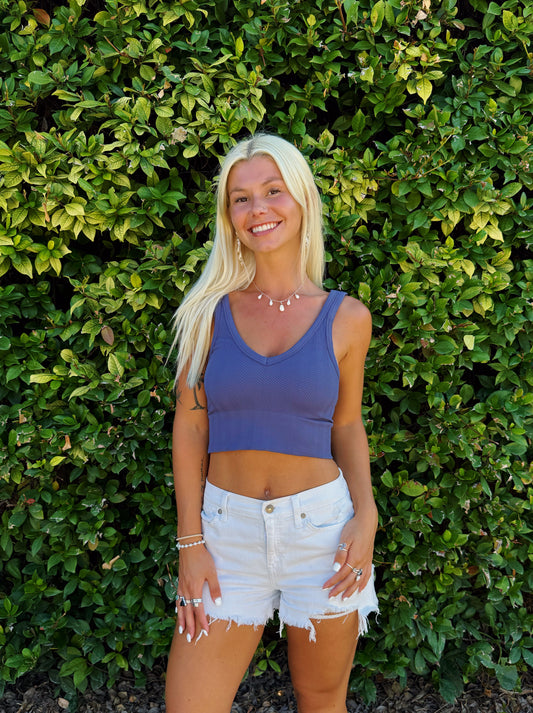 Crown Blue Reversible Crop Top