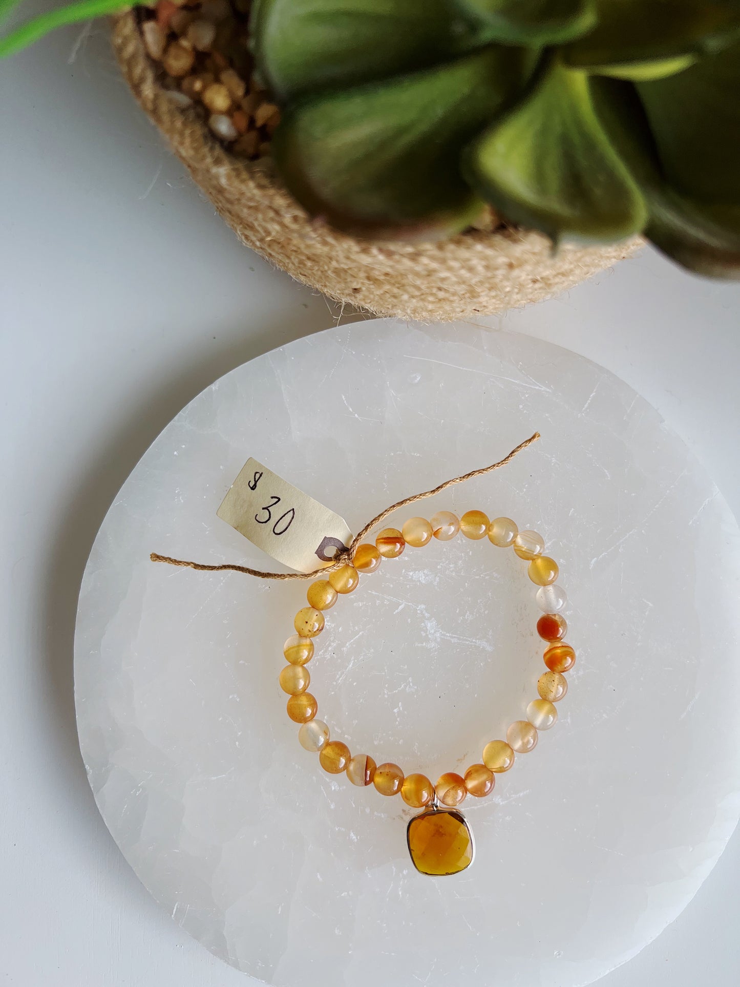 Carnelian Citrine Quartz Sterling Silver Bracelet