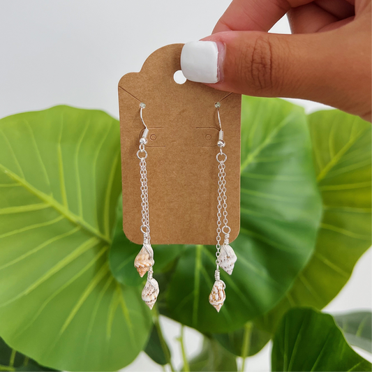 Silver Shell Drop Earrings