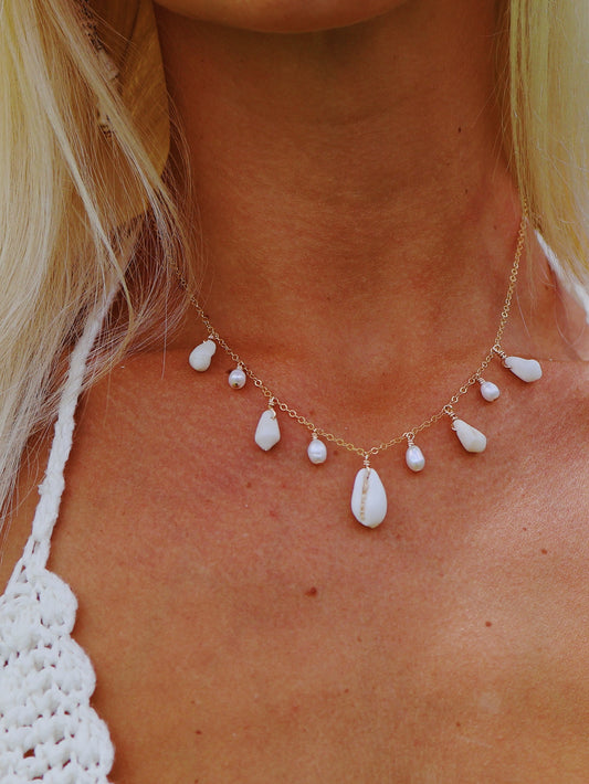 Gold Filled Cowrie Shell Sea Gypsy Multi Necklace