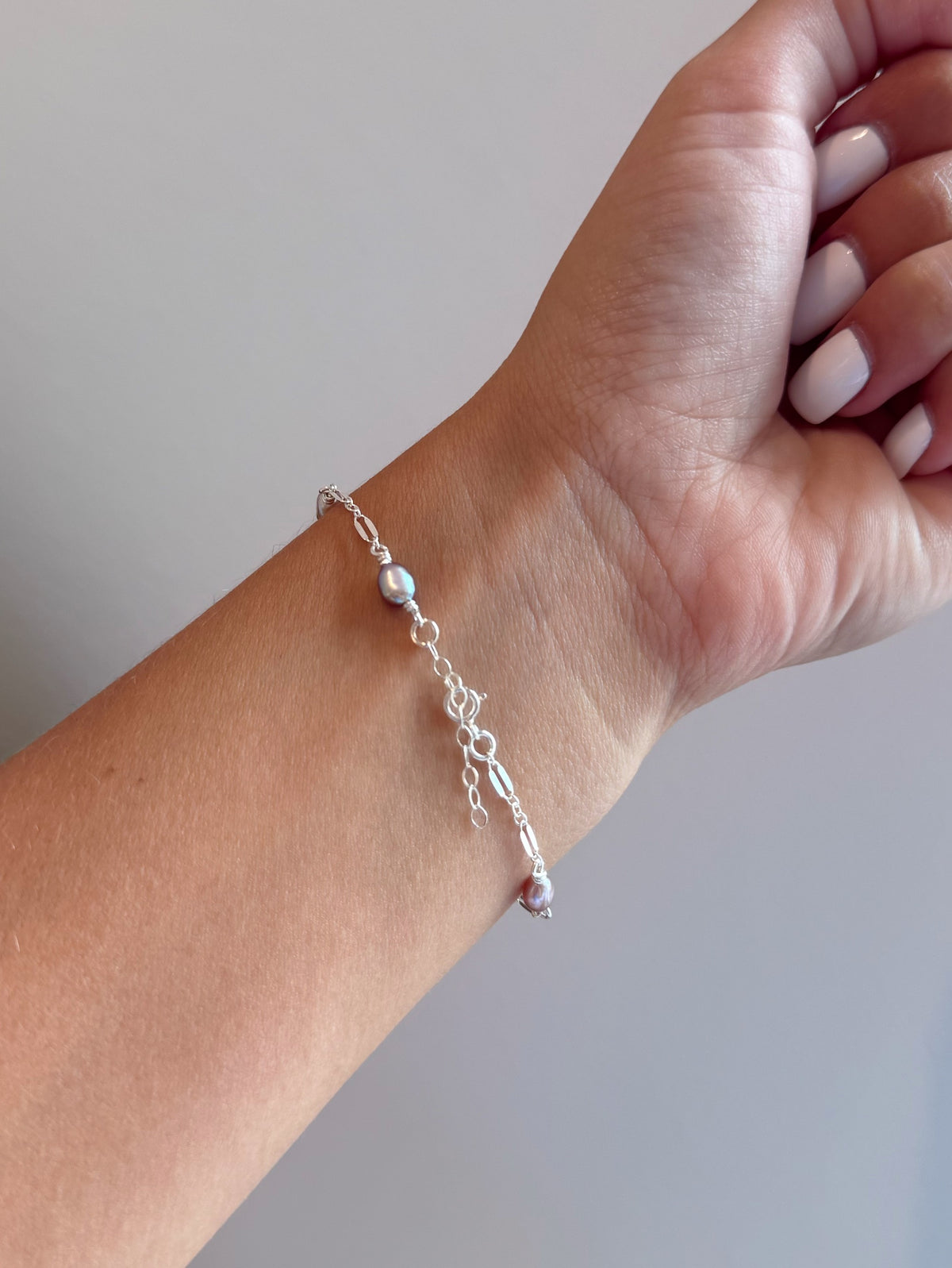 Sterling Silver Sparkle Mermaid Pearl Wrapped Chain Bracelet