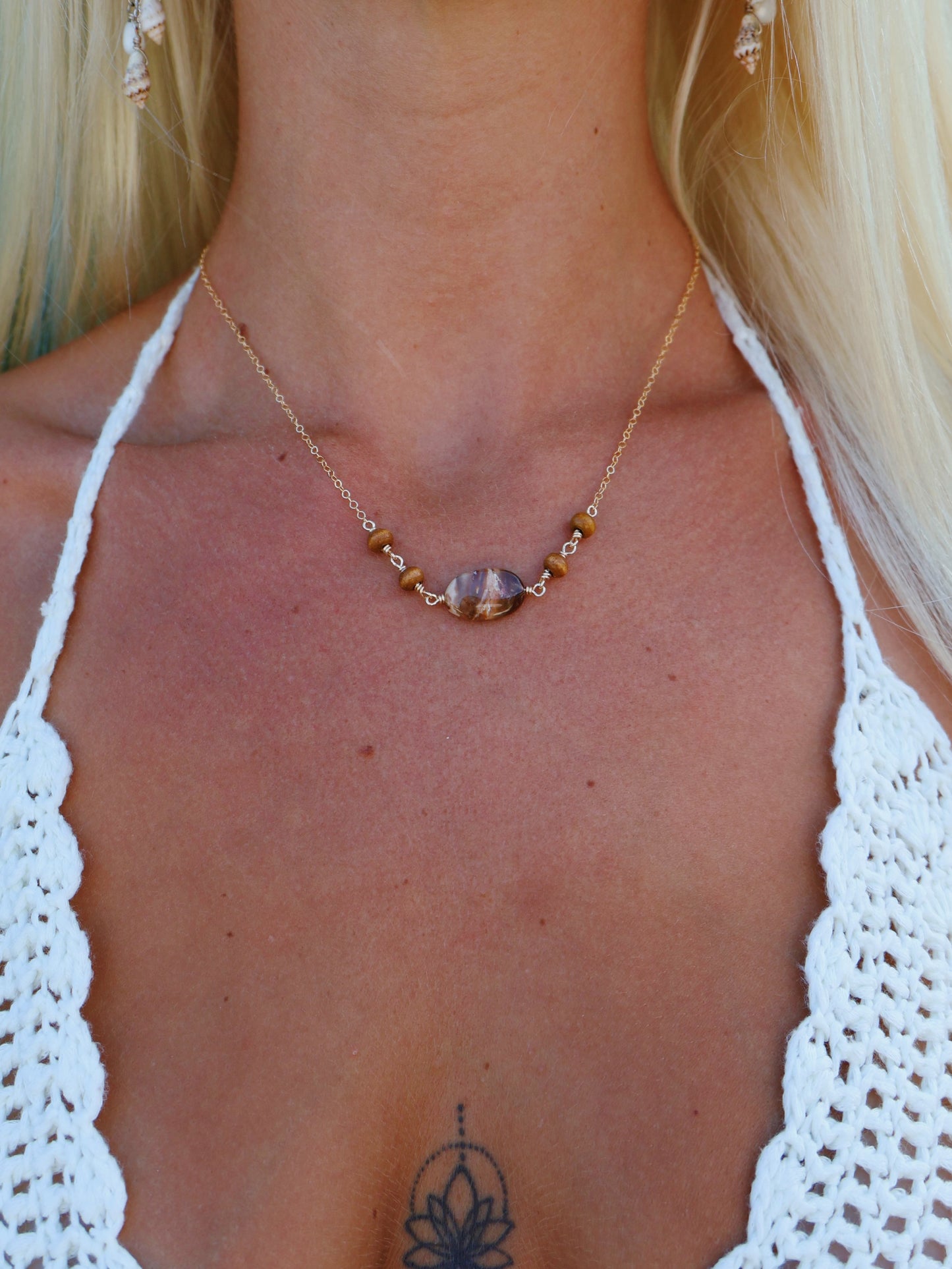 Gold Filled Petrified Wood Necklace (OPTION 2)