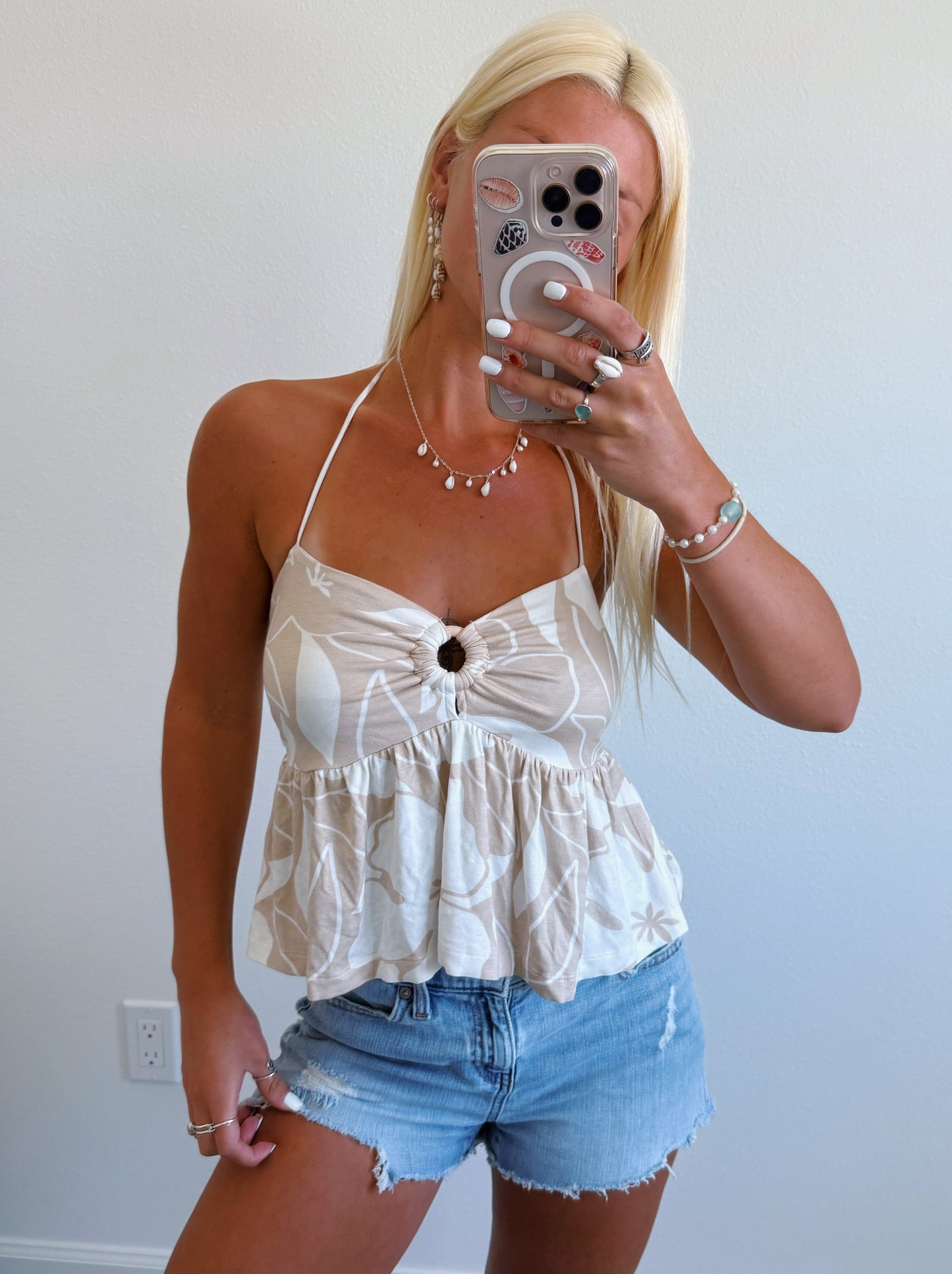 Hawaiian Floral Print Tank Top