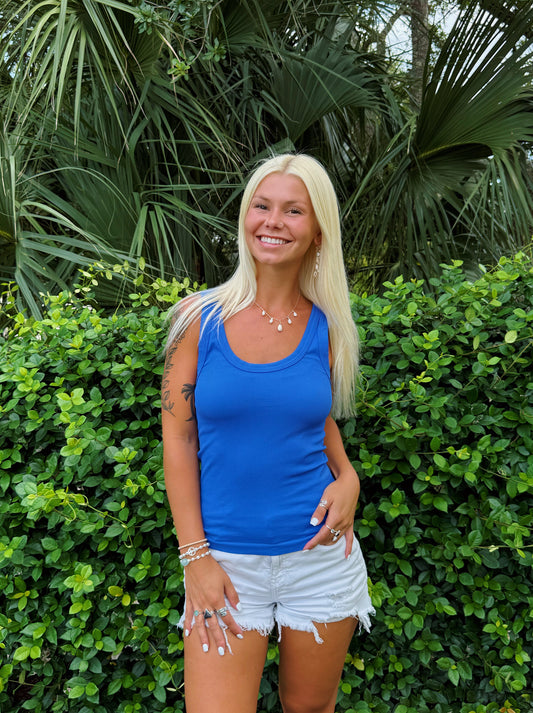 Royal Blue Reversible Ribbed Tank