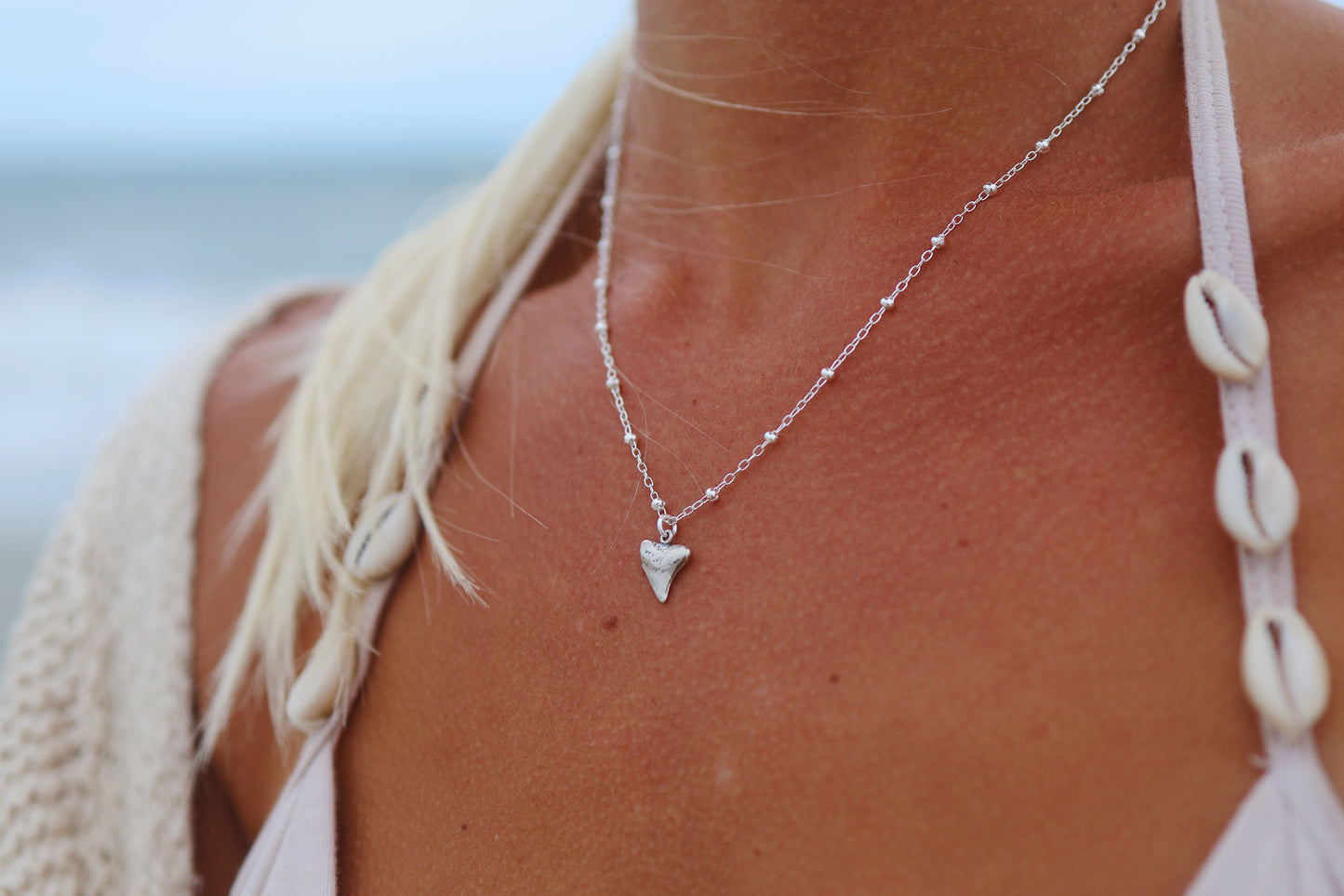 Sterling Silver Shark Tooth Small Charm Necklace