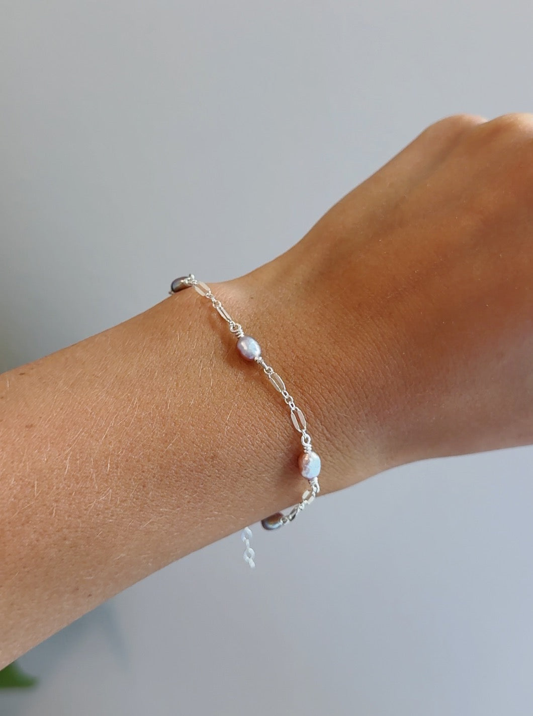 Sterling Silver Sparkle Mermaid Pearl Wrapped Chain Bracelet