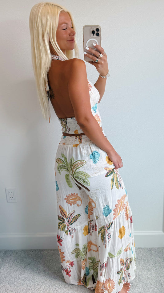 Coastal Boho Lace Halter Top & Flare Pants (Sold Separately)