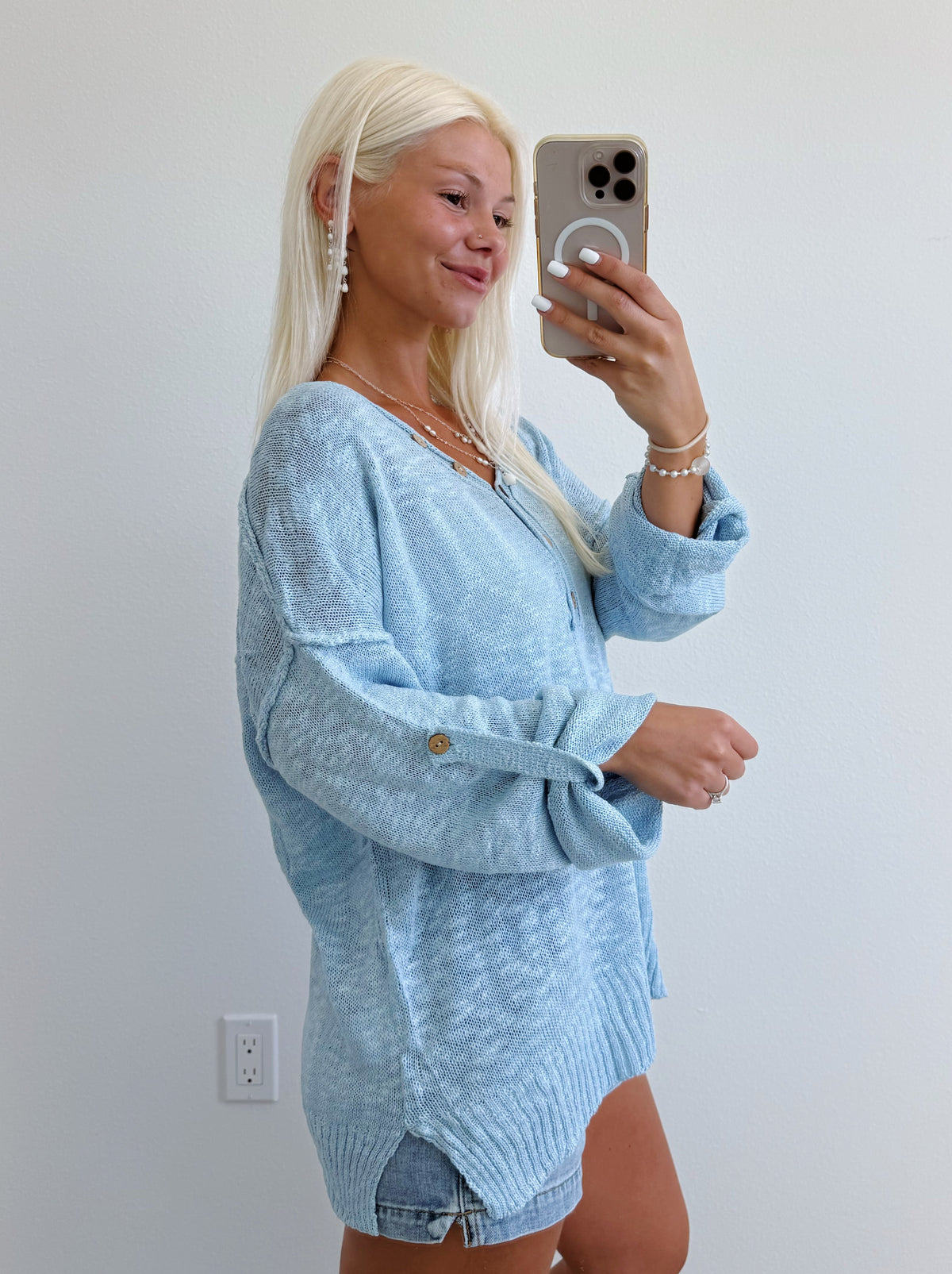 Button Up Lightweight Knit Sweater