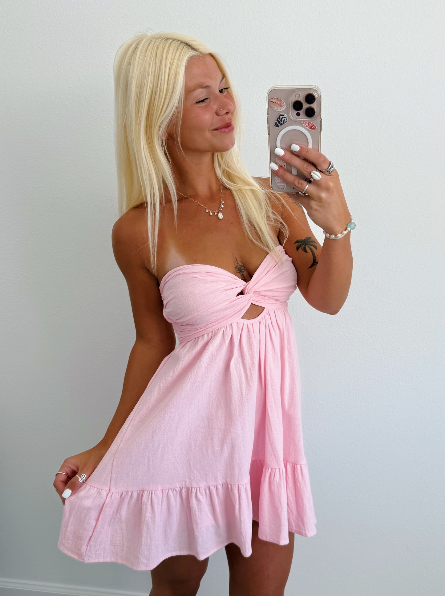 Light Pink Strapless Twist Dress