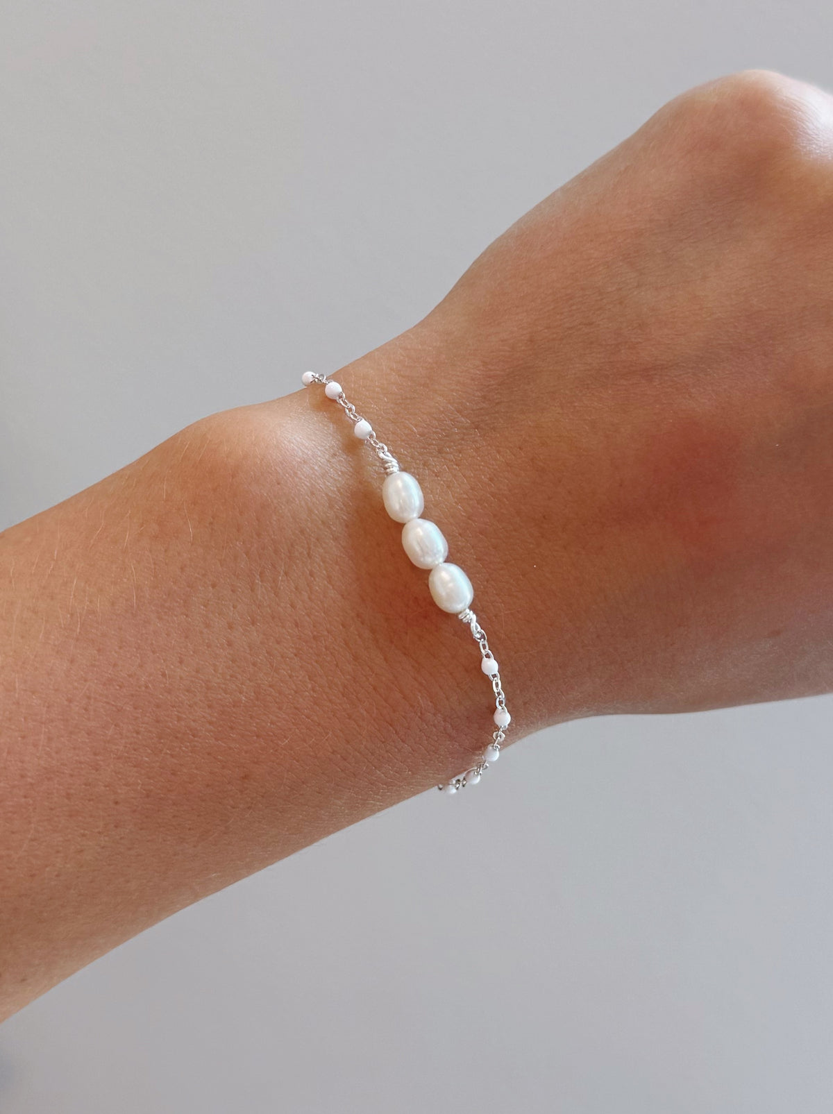 Sterling Silver Pearl Bar Bracelet