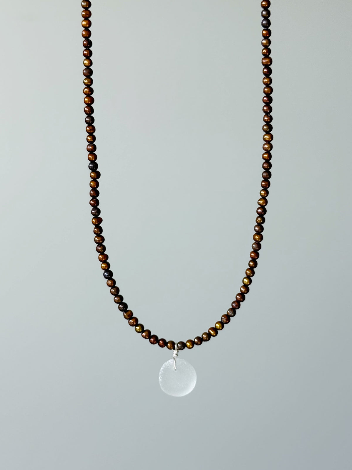 Cocoa Pearl Beaded Clear Sea Glass Necklace