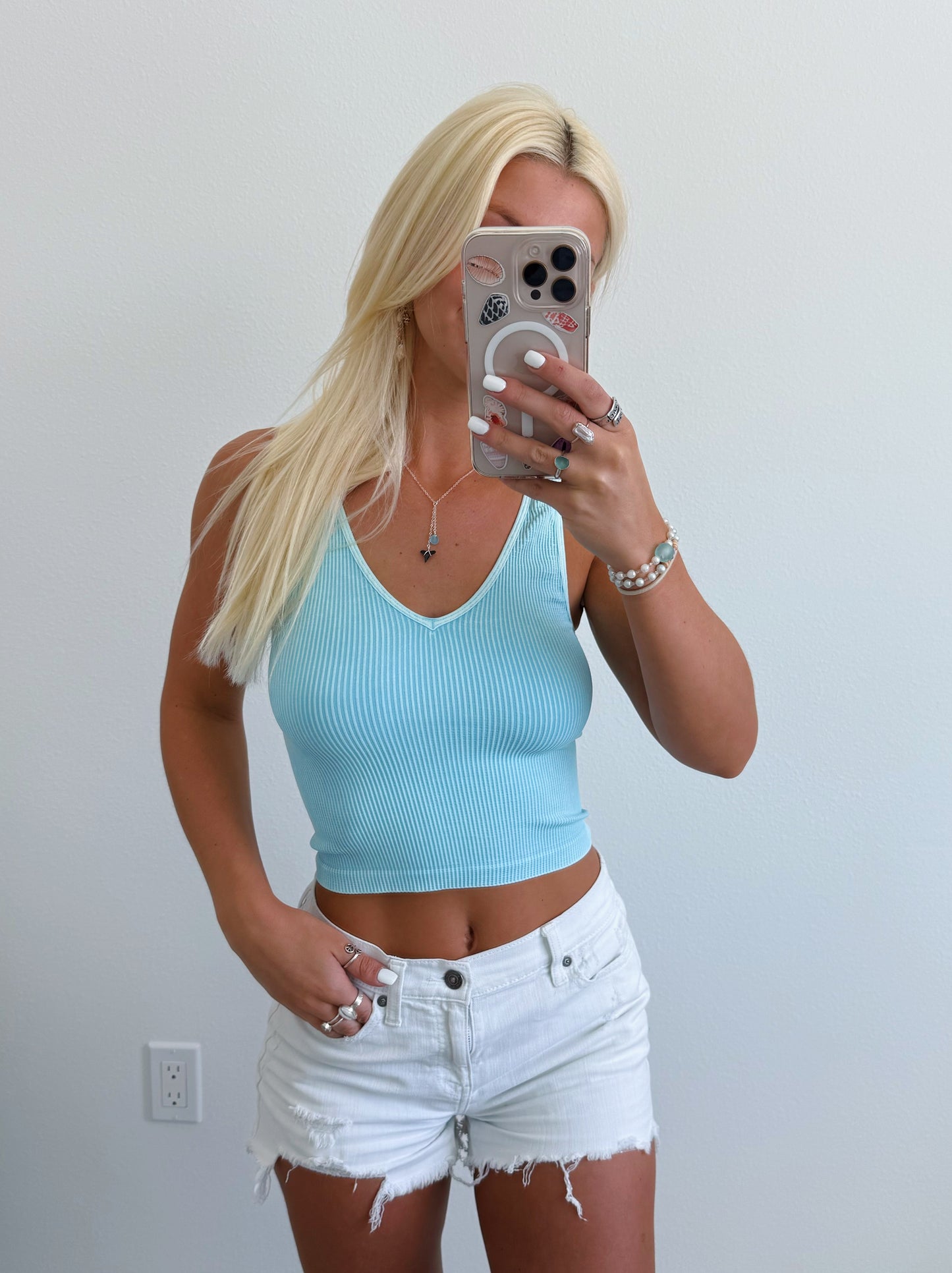 V Neck Ribbed Crop Top