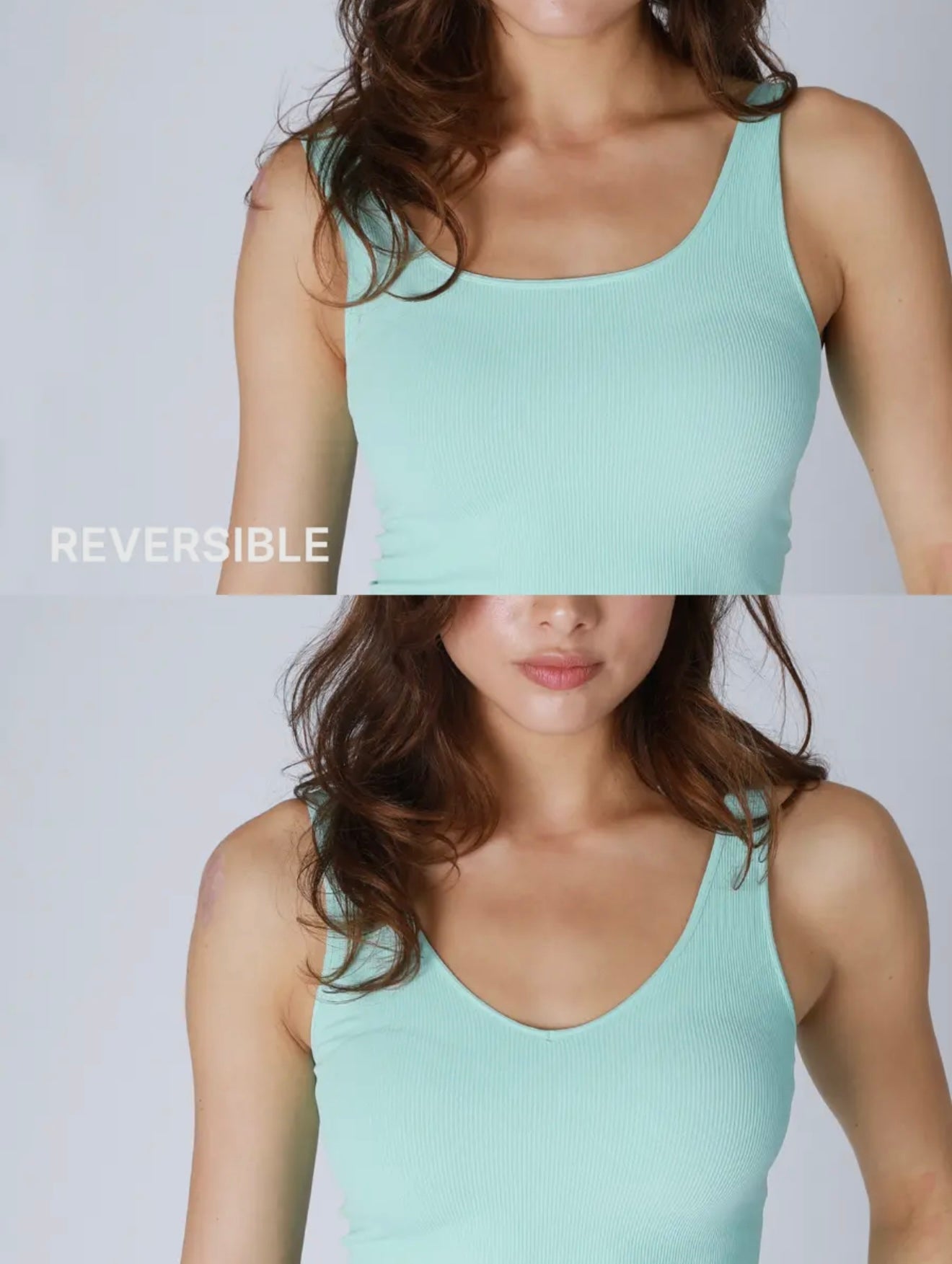 Aqua Reversible Ribbed Tank Top