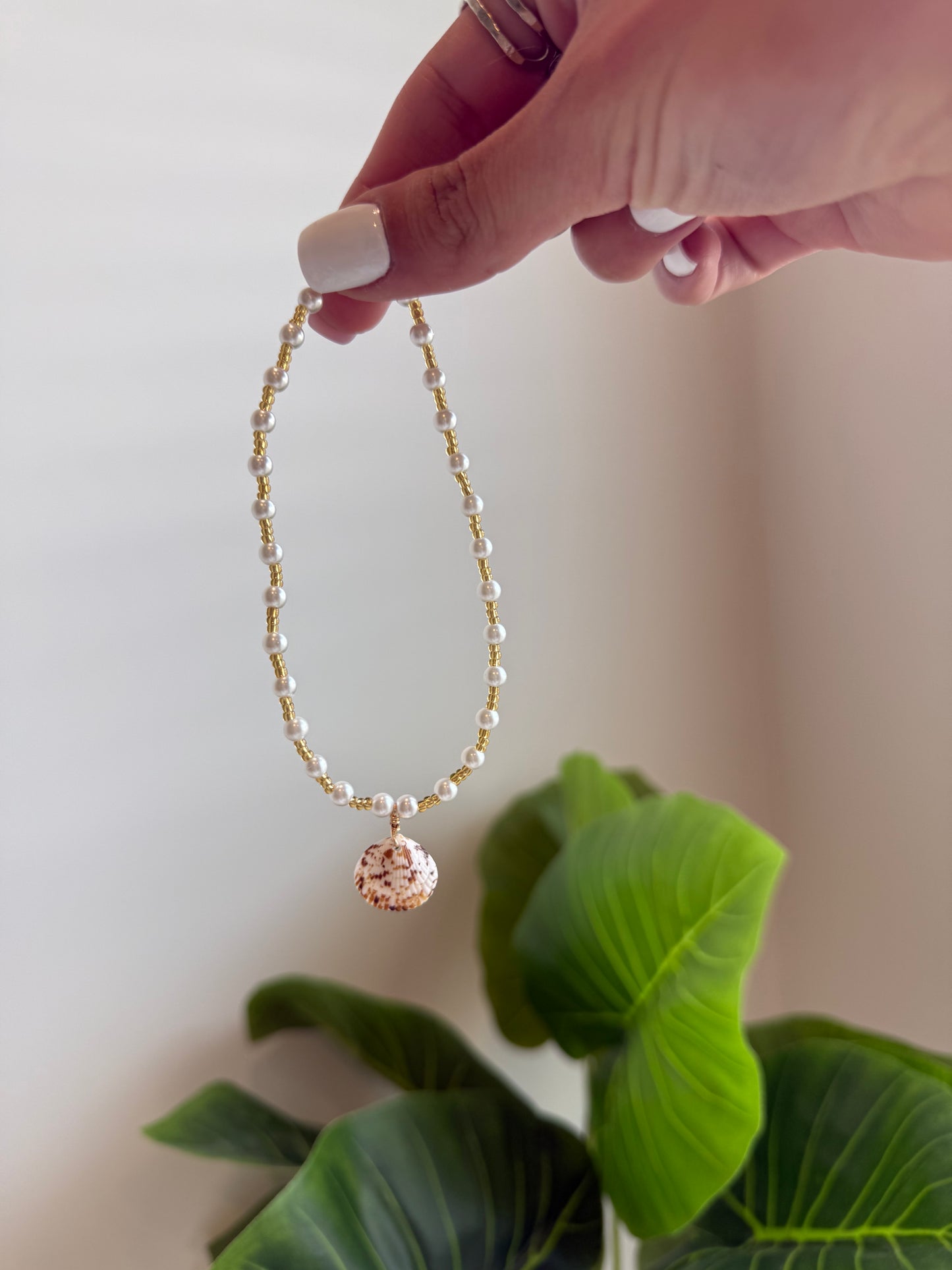 Cayman Shell Pearl Beaded Anklet