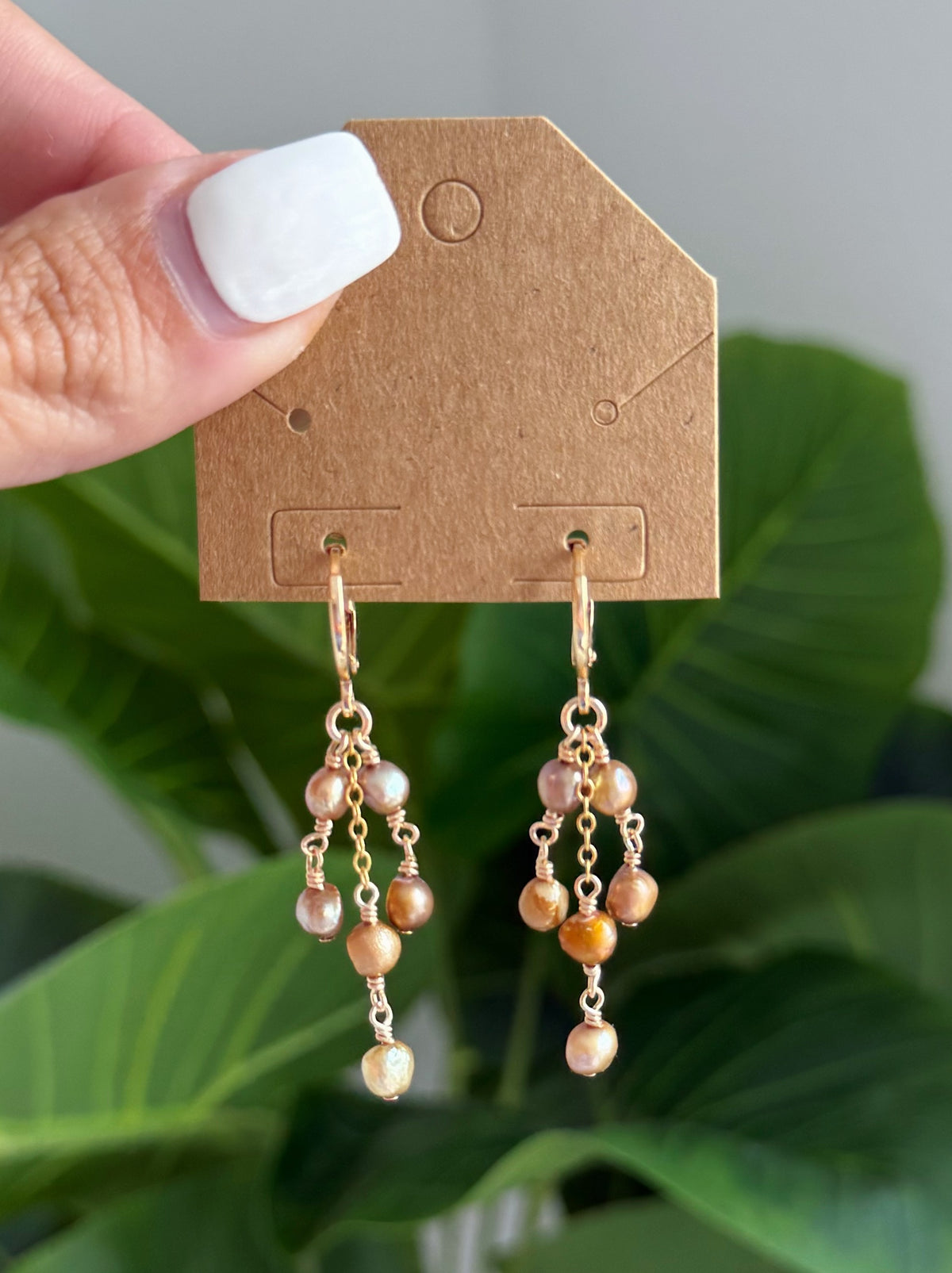 Gold Filled Bronze Aura Pearl Hoop Earrings