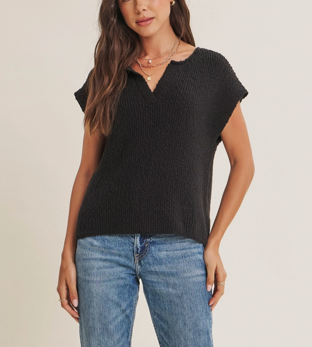 Effortless Knit Cap Sleeve Sweater Top
