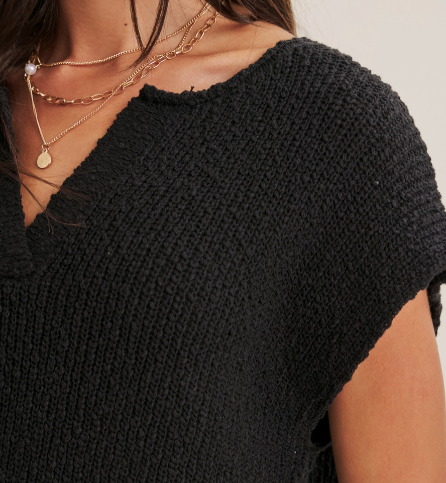 Effortless Knit Cap Sleeve Sweater Top